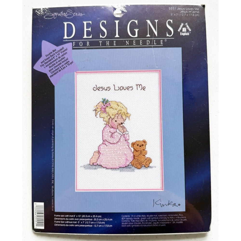 Needle Point Cross Stitch Kit Jesus Loves Me Designs For the Needle Praying Girl